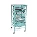 Origami Wheeled Folding Steel 5 Drawer Storage Kitchen Cart Wood Top, Turquoise