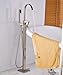 Votamuta Freestanding Bathtub Faucet Floor Mounted Bath Tub Filler Faucets with Hand Held Shower Head Brushed Nickel