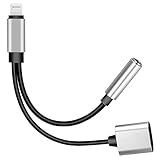 iPhone X Splitter, Upow 2 in 1 Lightning Charge & Lightning to 3.5mm AUX Earphones Jack Adapter for iPhone X, iPhone 8/8 Plus, 7/7 Plus and More