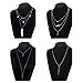 FINREZIO 4 PCS Layered Necklaces for Women Girls Long Lariat Y Pendant Necklace Gold-tone Jewelry Set
