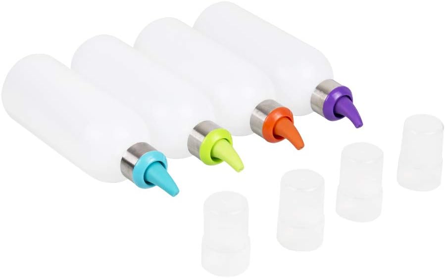 Lancoon Plastic Squeeze Condiment Bottles Set of 4pcs 450ml Perfect for Syrup Sauce Ketchup BBQ Condiments Dressing Arts KT60