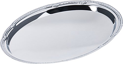 Carlisle 608913 Oval Chrome Plated Serving Tray with Gold Border, 17-3/4" x 12-7/8" (Pack of 12)