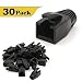 VCE 30-Pack Soft Plastic Cat6A/Cat7 Ethernet RJ45 Cable Cap Connector Boots Plug Cover Strain Relief Boots-Black primary
