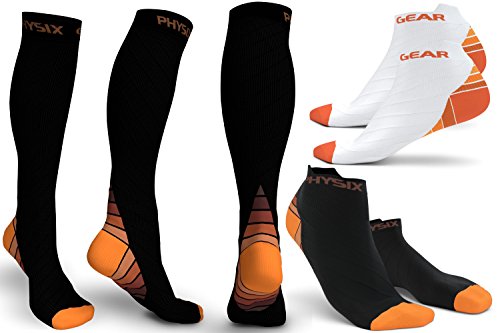 3 Pack Compression Socks for Men & Women 20-30 mmhg, Best Graduated Athletic Fit for Running Nurses Shin Splints Flight Travel & Maternity Pregnancy - Boost Stamina Circulation & Recovery ORG S/M