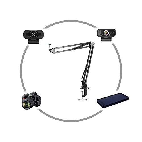 Webcam Clamp Mount Desktop Webcam Stand 28 inch Flexible Adjustable Suspension Boom Scissor Long Arm Swivel Holder for Webcam C922 C930 C920