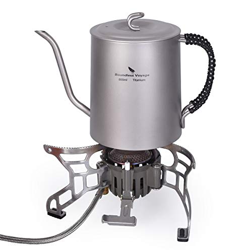 iBasingo 800 ml Titanium Kettle Cup Set with Anti-scalding Handle Outdoor Camping Canteen Wine Coffee Tea Pot Mess Kit for Fire Induction Cooker