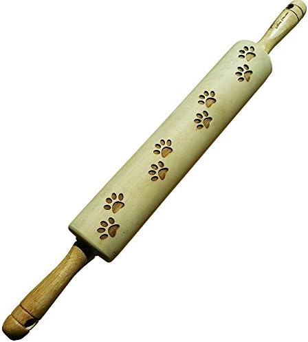 Cat Paw Rolling Pin - Engraved Wood Rolling Pin With Cat Paw Design