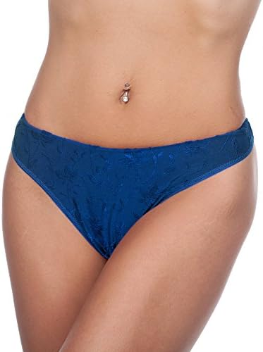 Belamy Women's Embroidered Thong 655M - Blue, XS