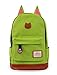 Moolecole Leather & Canvas Backpack School Bag Laptop Bag with Cat's Ears Design