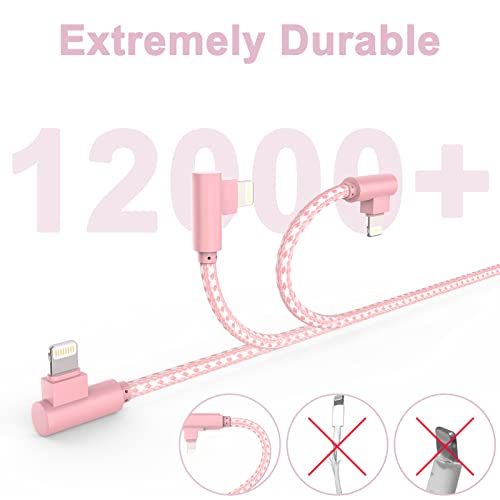 iPhone Charger 10FT Right Angle Lightning Cable 3 Pack 90 Degree Nylon Braided iPhone Fast Charging Data Sync Cord Compatible with iPhone 13/13 Pro/12/11/11 Pro/11 Max/X/XS/XR/XS Max/8/7/6