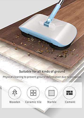Rayzi Household Cleaning 360 Hand Push Automatic Sweeper Broom - Including Broom & Dustpan & Trash Bin - Non Electric for Tile,Marble, and Hardwood, 2 x Cloth (Blue) - Thumbnail 5