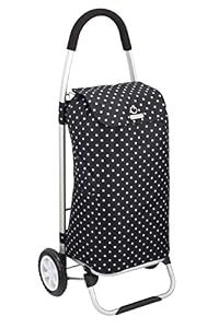 Image of Kitchen Craft Shopping Wheels with Folding Trolley Cart, Fabric, 45 x 33 x 100 cm, Black