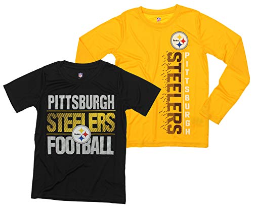 OuterStuff NFL Boys Youth Football Fan Two Performance T-Shirt Set, Pittsburgh Steelers, Large 14-16