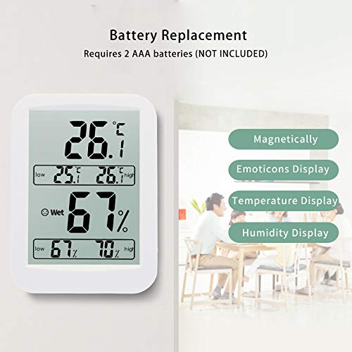 Indoor Digital Hygrometer Humidity Gauge Indicator Digital Thermometer Digital Thermo-Hygrometer Room Temperature and Humidity Monitor Large Screen Low/High Records ℃/℉ Switch Indoor Thermometer