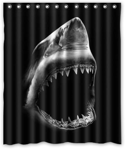 Custom Shark WaterProof Polyester Fabric Shower Curtain Size 60 x 72 Inches
