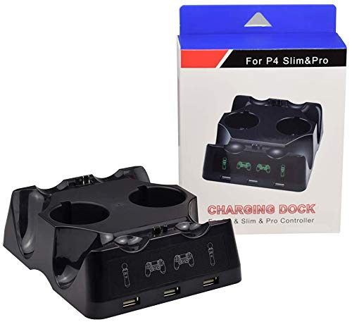 AMANKA PS4 Chargeur Manette Station de Charge Dualshock PS4 VR / PS Move Station de Charge de Contrôleur Double port de Charge pour PS4/PS Slim/Pro PS4 MOVE/PS VR- Noir