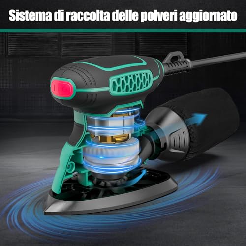 HYCHIKA 140W Wood Sander 13000 OPM Efficient Dust Collecting Sander with 12PCS Sandpaper Ideal for Wood Sanding and Removing Rust and Paint