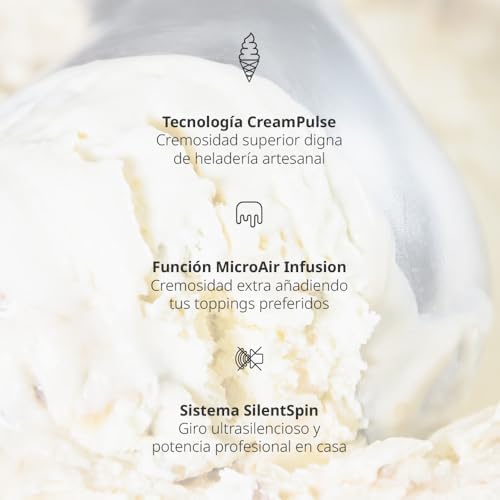 Gelatella, Frigorífico Multifunções, Motor Sem Escovas, 1,4L, 11 Programas, Ecrã Tátil, Gelado, Bebidas Frias, Smoothie, Batidos, Sorvete, 2 Potes Tritan, Tecnologia CreamPulse, Compacto