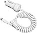Amazon Basics Coiled Cable Lightning Car Charger, 1.5 Foot, White