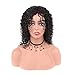 cute fairy 100% Human Hair Wig Kinky Curly Wig with Bangs Black Deep Culy Wig Fluffy Wavy Wig Nature Looking Glueless Wig 18inches