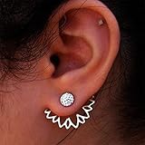 UNKE Sunflower With Single Row Drilling Rhinestone Womens Stud Earrings ,Sliver