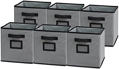YOSIL 6 Pcs Foldable Cloth Storage Cube Basket Bins Organizer Containers Drawers