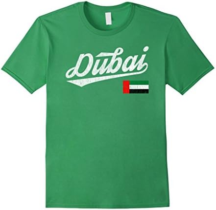 Mens Dubai UAE Flag Distressed Vintage T-Shirt 2XL Grass