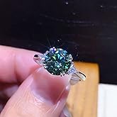 Shiny Full Diamond Ring 3Carat Round Cut Cubic Zirconia Promise Ring Wedding Ring for Women Silver Ring Eternity 950 Platinum Bluish Green Simulate Moissanite CZ Cocktail Ring Adjustable Ring 004
