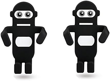 JINGRAN Home Use Silicone Cell Phone Holder Remote Control Holder Wall Outlet Decoration Holder-2 Packs (Black Robot)