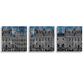 3 Panel Canvas Wall Art Abstract Blue Forest Pictures Home Wall Decorations for Bedroom Living Room Paintings Canvas Prints Framed - 12"x12"x3 Panels