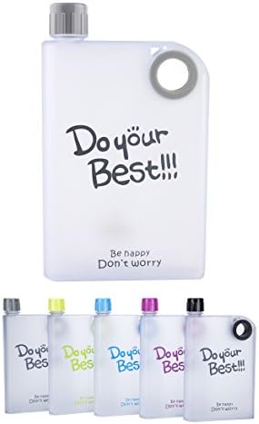 Flat Bottle Notebook Portale Cup Memo Bottle Travel Mug Juice Bottle Easy To Carry For Outdoor Sports,Camping,Work,School Activity,380ML (Grey)