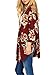 Women's Fall Sheer Floral Kimono Cardigan Capes Loose Cover Up Blouse Maroon L