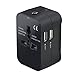 Travel Adapter, Worldwide All in One Universal Travel Adaptor Wall AC Power Plug Adapter Wall Charger with Dual USB Charging Ports for USA EU UK AUS Cell Phone Laptop primary