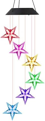 ANYDKE Wind Chime Outdoor Color-Changing Waterproof Mobile Romantic Led Solar Powered Star Wind Chimes Lights for Home, Indoor, Yard, Patio, Night Garden, Party, Festival Decor
