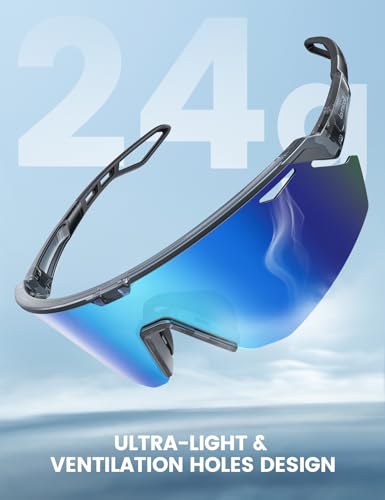 Lamicall 24g Polarized Sports Sunglasses for Men Women - [24g Ultralight] [Adjustable Nose Pad] UV400 Protection Sun Glasses for Running Cycling Baseball Fishing