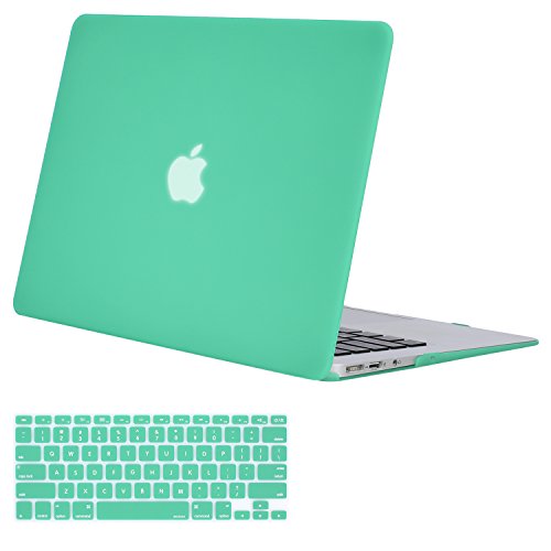 MOSISO Plastic Hard Shell Case with Keyboard Cover Compatible MacBook Air 13 Inch (Models: A1369 and A1466), Light Teal