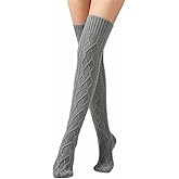 Leoparts Cable Knit Thigh High Socks for Women Over the Knee Boot Socks Extra Long Leg Warmer Winter Stockings