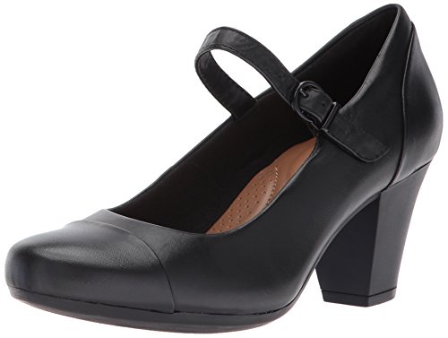 Clarks Women's Garnit Tianna Dress Pump, Black Leather, 7.5 M US