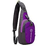 Shoulder Backpack, Casual Cross Body Bag Outdoor Sling Bag Chest Pack with Adjustable Shoulder Strap for Cycling Hiking Camping Travel and Men Women (Purple)