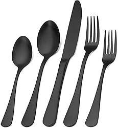 Matte Black Silverware Set,SHARECOOK Satin Finish