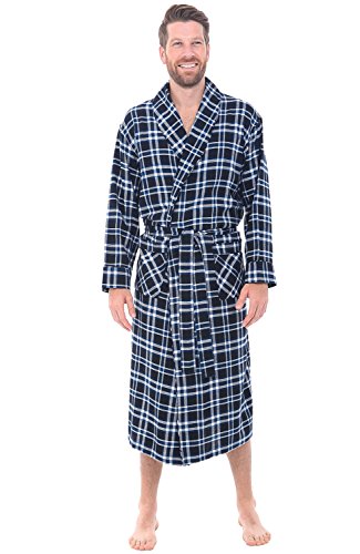 Alexander del rossa mens flannel robe, soft cotton bathrobe, larg…