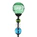 Exhart Solar Green Cracked Crystal Ball Yard Stake w/ 6 LED Lights & Glass Ball Bead Details - Glass Globe Metal Stake, Glass Ball Ground Stake, Glass Orb Outdoor Lights, 3.5