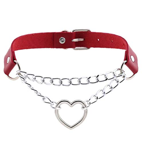 Catena-Corpo-Scuro-Cuore-Gotico-Catena-di-Aggancio-Collare-di-Cuoio-Harajuku-Punk-Girocollo-Donne-Ragazze-Nero-Chocker-Emo-Kawaii-Strega-Gioielli-1pc