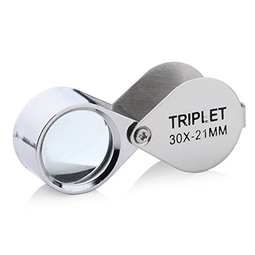 Artisans Loupe | Prime Grade Metal and Glass Lens 30X Magnification Pocket Folding Maginfier Eye Loupe for Jewelry In Depth Look, Compact Size with Foldable Design, Vibrant White