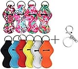 Thinvik 10 Pieces Chapstick Holder Keychain Neoprene Lip Balm Keychain Holder Travel Accessories(Multicolor 10 Pack)