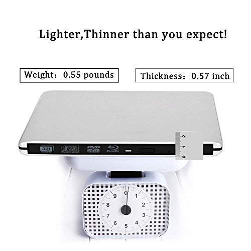 External Blu Ray DVD Drive 3D, Portable USB 3.0 Blu Ray Player DVD-rw Burner Reader Disk for Mac OS, Windows 7/8/10,Linxus, Laptop (Silver)