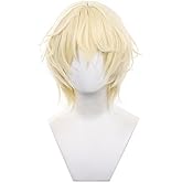 RuijiCOS Short Curly Blonde Cosplay Wig Halloween Costume Party Wigs for Adult