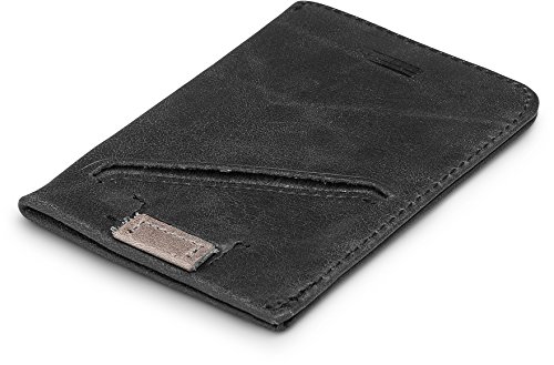 Anburi Ultra Slim Card Sleeve, Italian Leather, Approx. 10 Cards & Bills (Midnight Black)