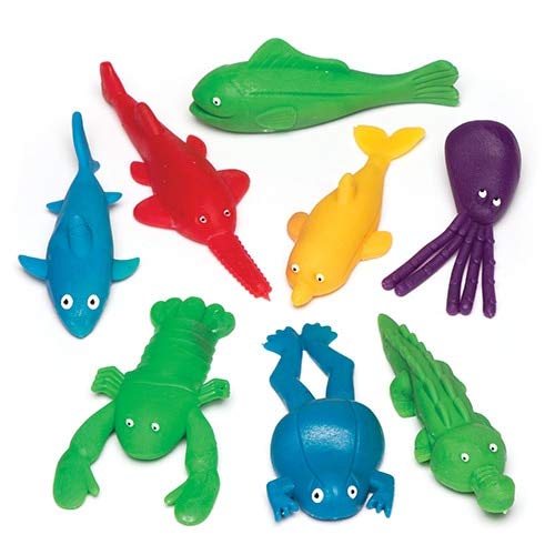 Baker Ross Stretchy Flying Sea Creatures Value Pack — Novelty Toys for Kids, Perfect Party, Loot or Prize Bag Filler, Assorted Colours (Pack of 8)