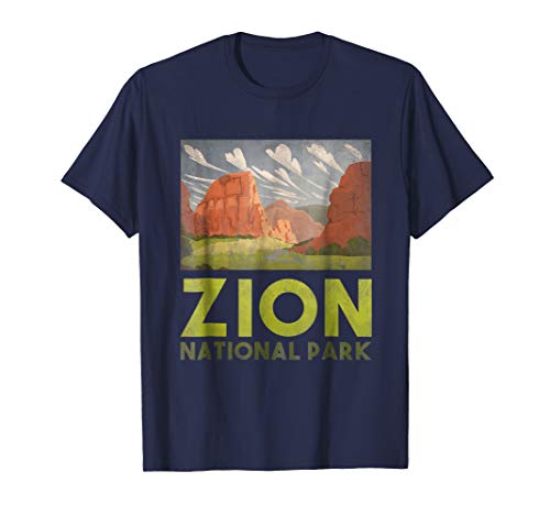 Mens Zion National Park T shirt Hike Camp Nature Park Medium Navy